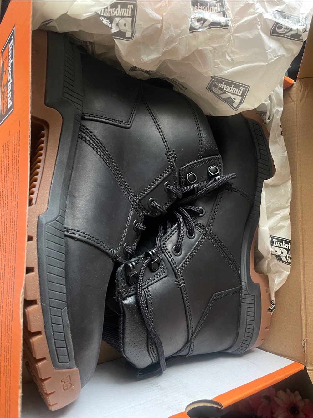 Timberland Men’s Black and Brown Lace-Up Work Boots